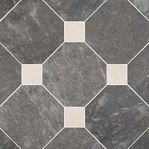 Alaris Lovina Gray 12" Octagon with Crema Ella Dot Honed Marble Tile