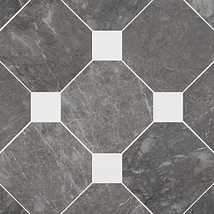 Alaris Lovina Gray 12" Octagon with Glacier White Dot Honed Marble Tile