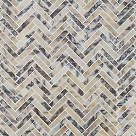 Calacatta Monet 1x3 Herringbone Honed Marble Mosaic Tile