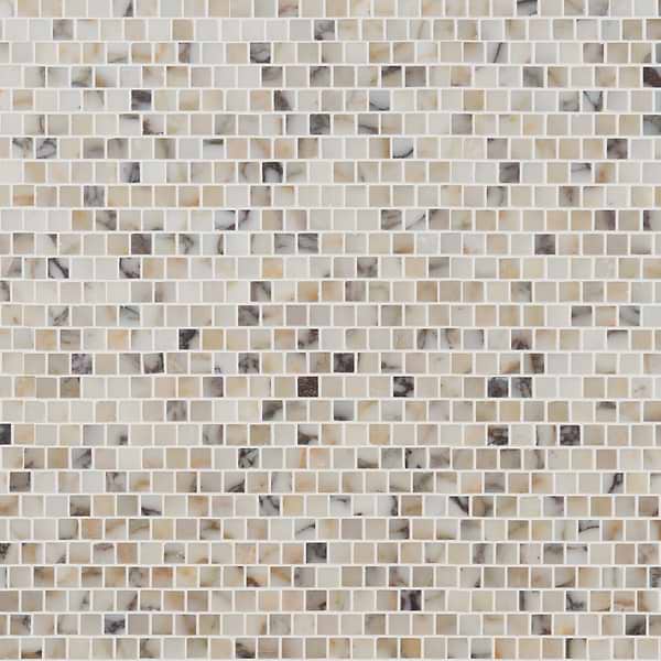 Calacatta Monet 1x1 Offset Honed Marble Mosaic Tile