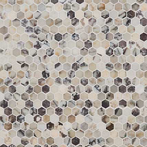 Calacatta Monet 1" Hexagon Honed Marble Mosaic Tile