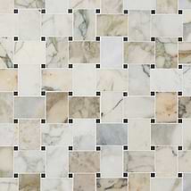 Calacatta Verde Premium 2x3 Basketweave Honed Marble Mosaic Tile