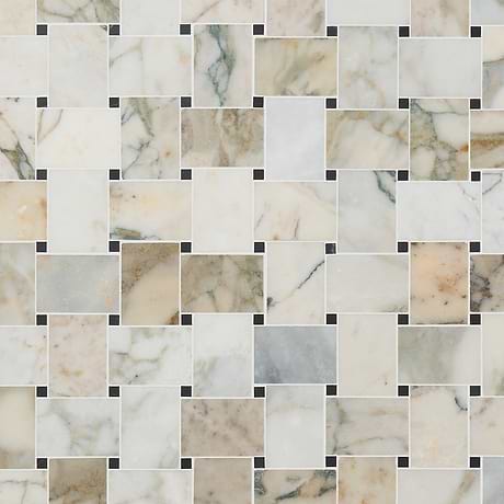 Calacatta Verde Premium 2x3 Basketweave Honed Marble Mosaic Tile