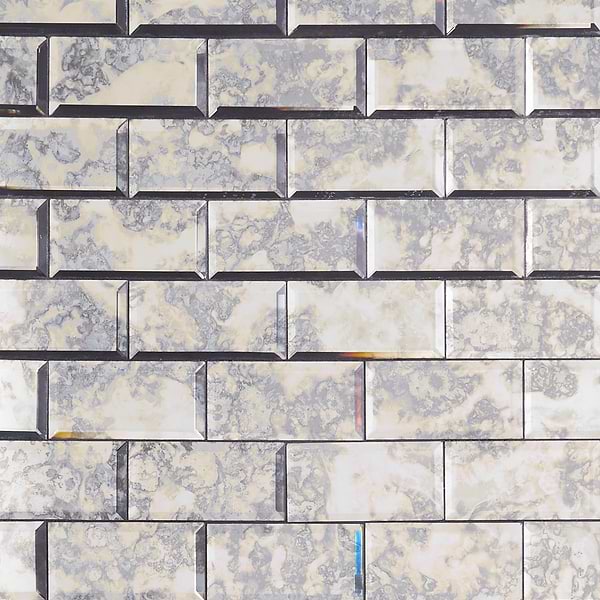 Vilna Argenta Gray 3x6 Beveled Polished Antique Mirror Subway Tile