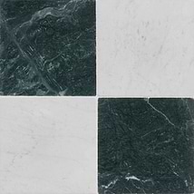 Avanti Verde Green and Bianco Carrara White 12x12 Tumbled Marble Checkerboard Tile