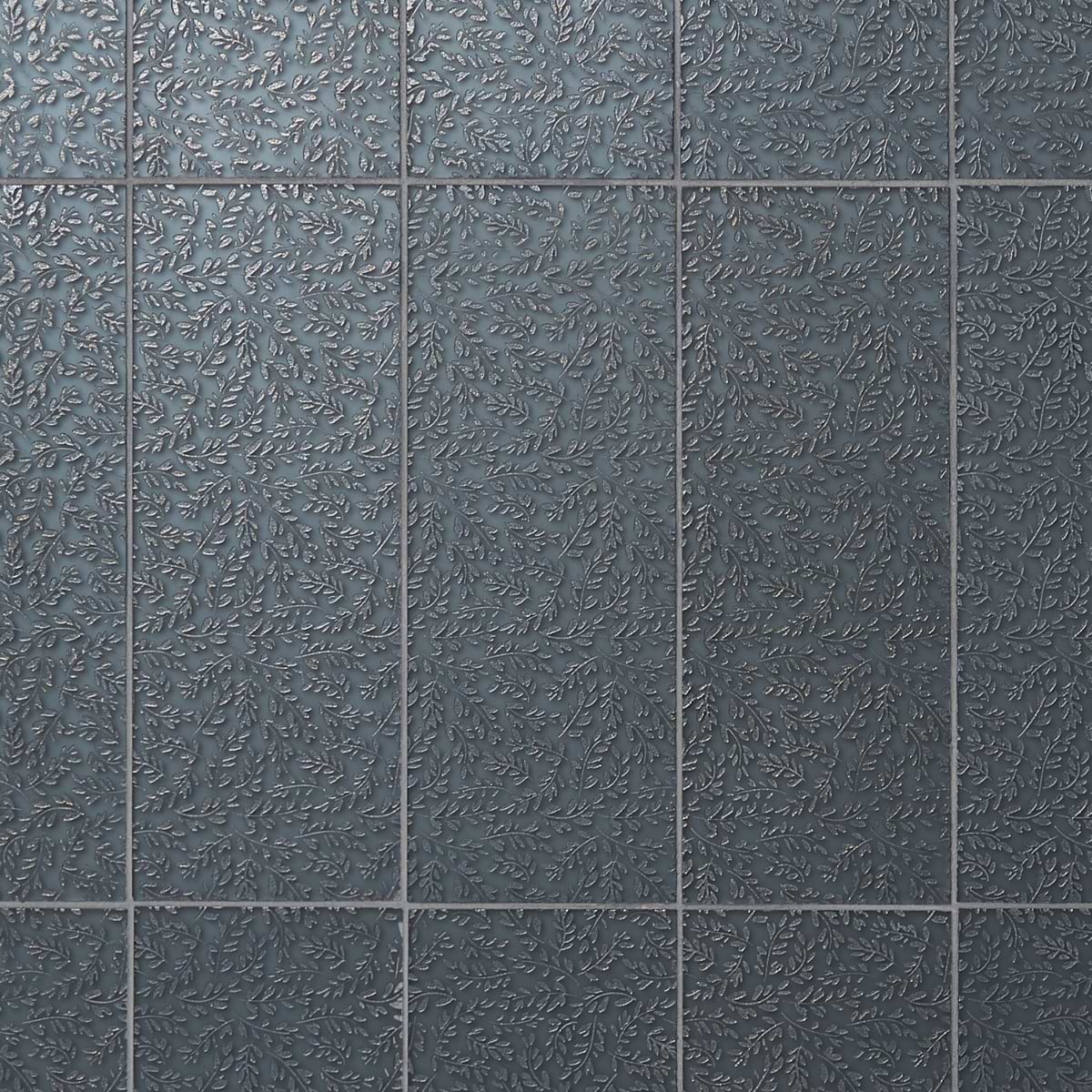 Sonya Flowers Midnight Gray 6x16 Frosted Glass Tile