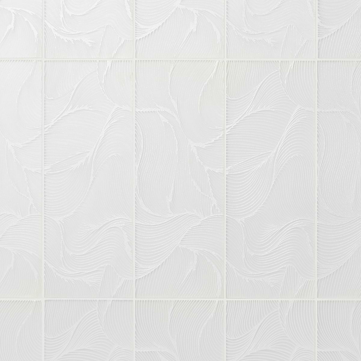 Sonya Waves Pearl White 6x16 Frosted Glass Tile