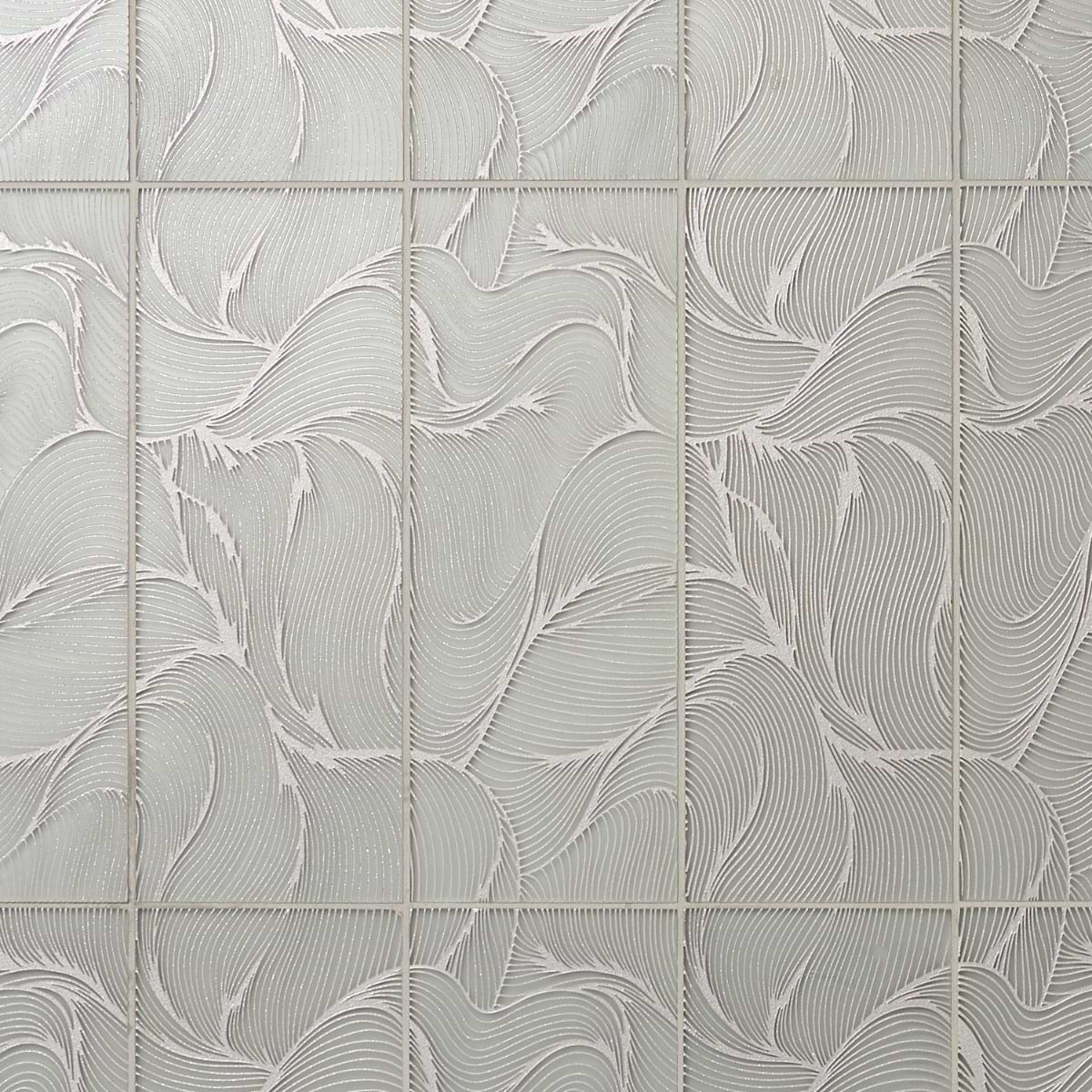 Sonya Waves Sterling Gray and Silver 6x16 Frosted Glass Tile