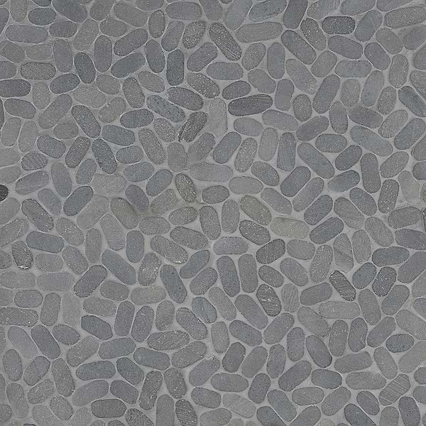 Nature Oval Lava Black Pebble Mosaic Tile - Sample in Black + Gray, View 1