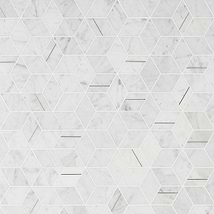 Morgana Carrara Polished Marble and Brass Mosaic Tile