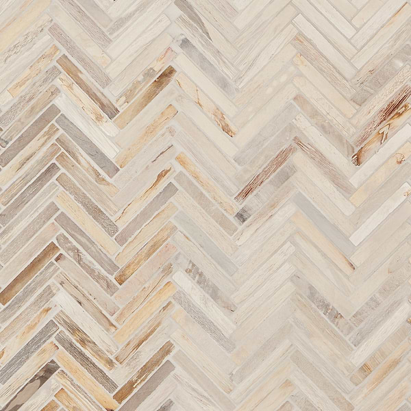 Fossil Herringbone Petrified Stone Mosaic