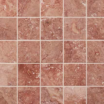 Velour Red Travertine 4x4 Leather Marble Tile