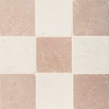 Bianco and Rosa Perlino 8x8 Tumbled Marble Checkerboard Tile