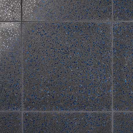 Veritas Terrazzo Sombra Charcoal with Cobalt Blue 16x16 Polished Terrazzo Tile