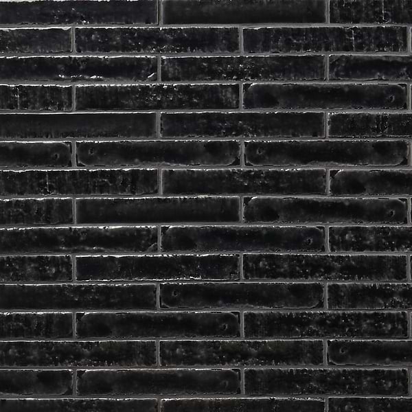 Wabi Sabi Coal Black 1.5x9 Glossy Ceramic Tile