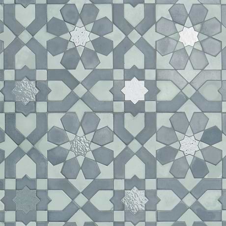 Cantico Fes Ocean Blue Mixed Finish Lava Stone and Cement Mosaic Tile