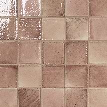Terra Ember Rosa Pink 4x4 Handmade Crackled Glossy Terracotta Tile
