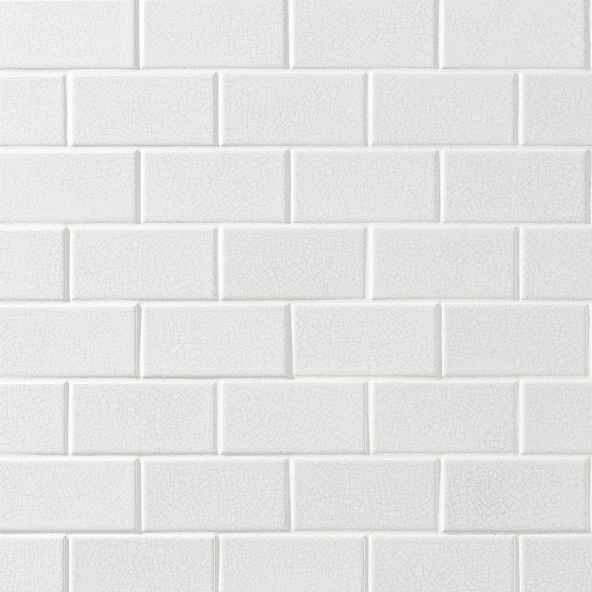 Sarina Vintage White 3x6 Glossy Crackled Ceramic Wall Tile