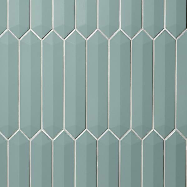Kent Jade Green 3D 3x12 Contour Picket Polished Ceramic Wall Tile