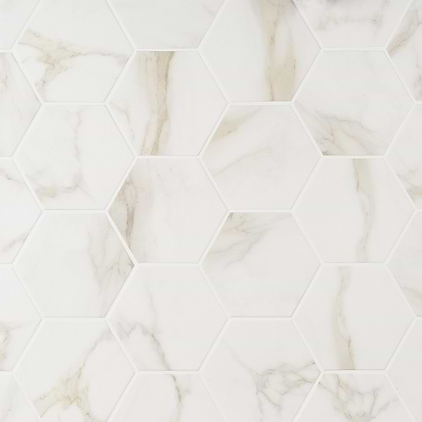 Amalfi Calacatta 6” Hexagon Matte Porcelain Tile