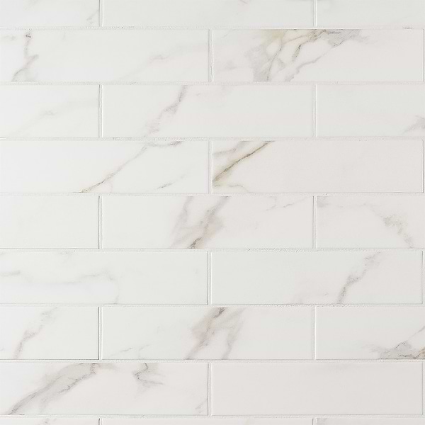 Amalfi Calacatta White 3x12 Polished Ceramic Tile