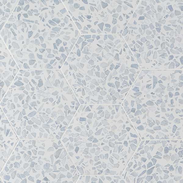 Terrazzo Hex Blue 9" Terrazzo Look Matte Porcelain Tile