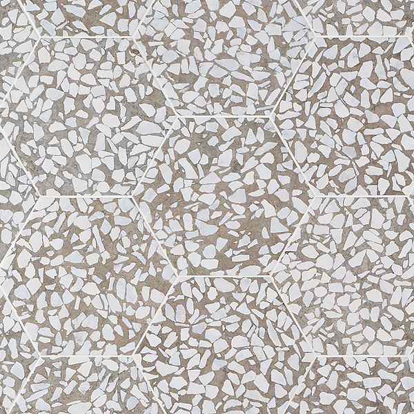 Terrazzo Hex Grigio Gray 9" Terrazzo Look Matte Porcelain Tile