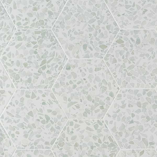 Terrazzo Hex Green 9" Terrazzo Look Matte Porcelain Tile