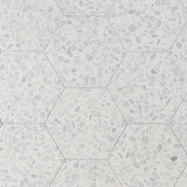 Terrazzo Hex Gray 9" Terrazzo Look Matte Porcelain Tile