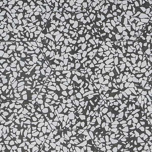 Terrazzo Hex Nero Black & White 9" Terrazzo Look Matte Porcelain Tile