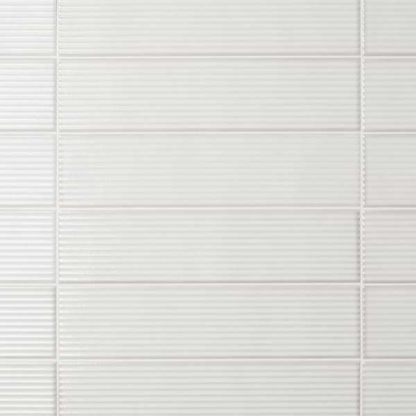 Stacy Garcia ArtBlock Bianco White 4x16 Fluted Glossy Porcelain Tile