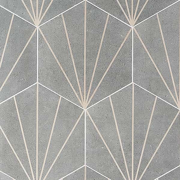 Pergola Beams Graphite 12.5" Hexagon Gray Matte Porcelain Tile