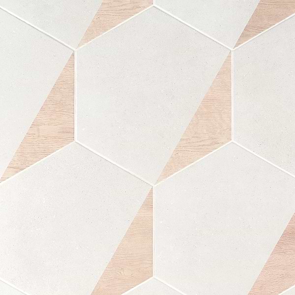 Pergola Wood White 12.5" Hexagon Matte Porcelain Tile