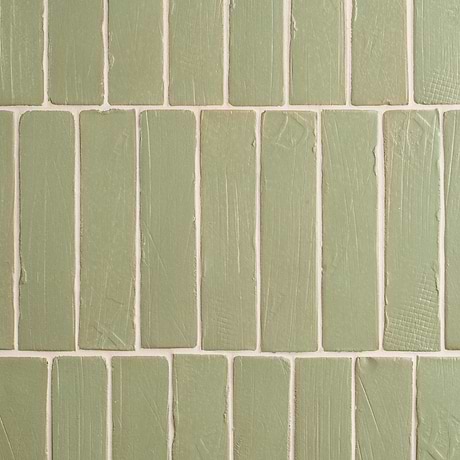 Impress Verde Green 2x10 Handmade Matte Terracotta Tile