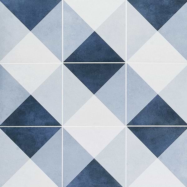 Art Geo by Elizabeth Sutton Cement Deco Blue 8x8 Matte Porcelain Tile: Pattern 2