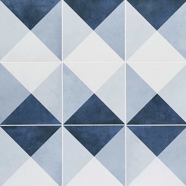 Art Geo by Elizabeth Sutton Cement Deco Blue 8x8 Matte Porcelain Tile: Pattern 3