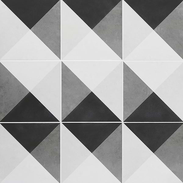 Art Geo by Elizabeth Sutton Cement Deco Charcoal Gray 8x8 Matte Porcelain Tile: Pattern 3