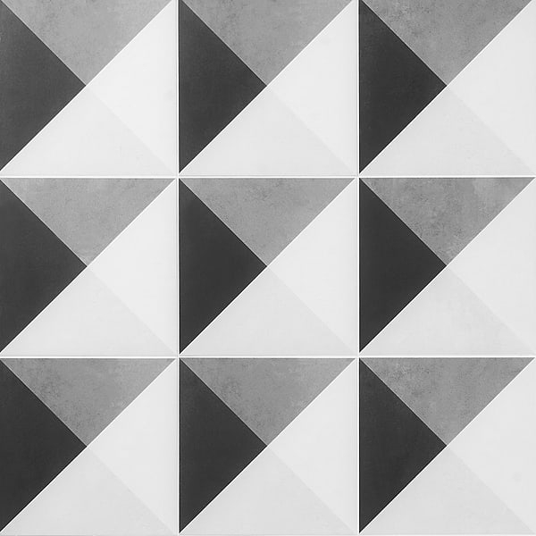 Art Geo by Elizabeth Sutton Cement Deco Charcoal Black 8x8 Matte Porcelain Tile