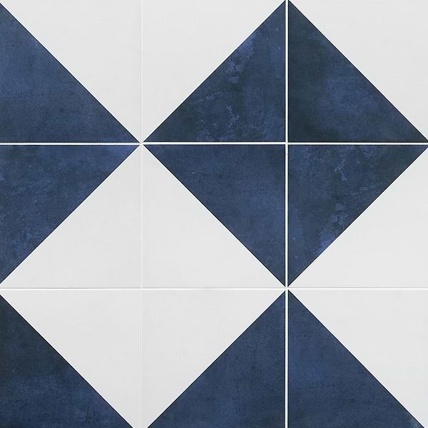 Art Geo by Elizabeth Sutton Dos Checkerboard Blue 8x8 Matte Porcelain Tile
