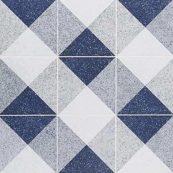 Art Geo by Elizabeth Sutton Terrazzo Deco Blue 8x8 Matte Porcelain Tile: Pattern 2