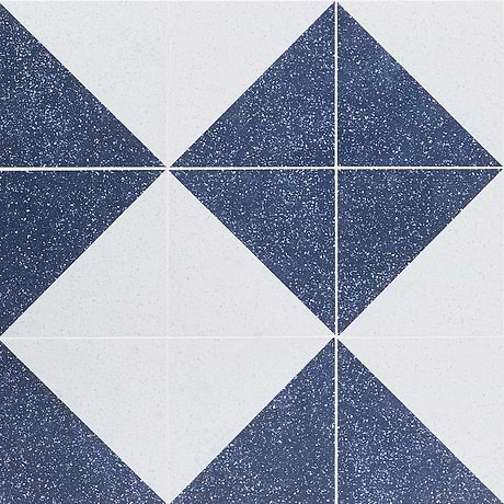 Art Geo Terrazzo Dos Blue by Elizabeth Sutton 8x8 Matte Porcelain Tile: Diamond Pattern