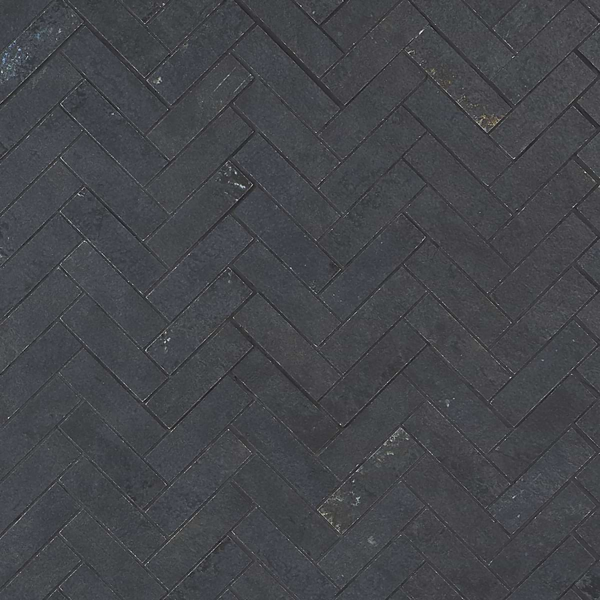 Portrait Black Gold 1x4 Herringbone Matte Porcelain Mosaic Tile