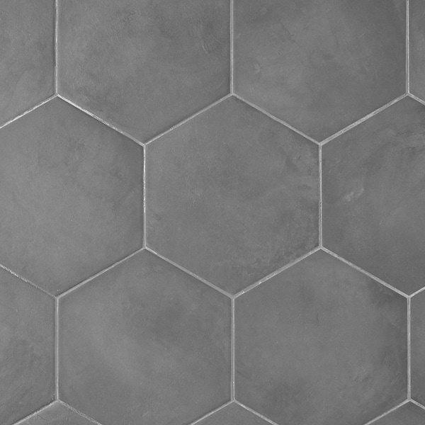 Ava Charcoal Black 8" Hexagon Matte Porcelain Tile