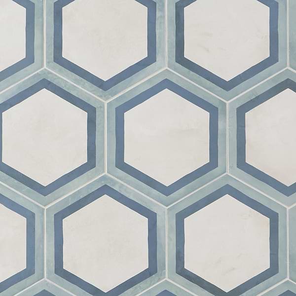 Ava Deco Ocean Cielo 8" Hexagon Matte Porcelain Tile