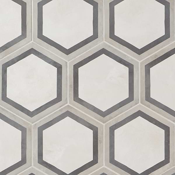 Ava Deco Sabbia Charcoal 8" Hexagon Matte Porcelain Tile