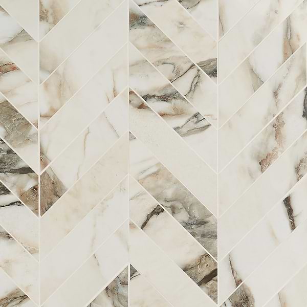 DreamStone Calacatta Rustico 2x8 Chevron Polished Porcelain Mosaic