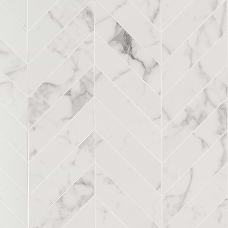DreamStone Statuario Venato 2x8 Chevron Polished Porcelain Mosaic