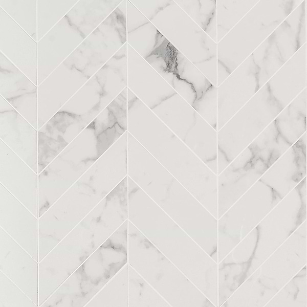 DreamStone Statuario Venato 2x8 Chevron Polished Porcelain Mosaic