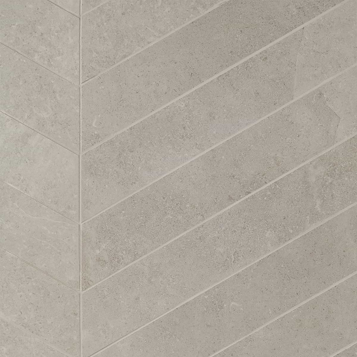 New Rock Fumo Light Gray 4x21 Chevron Limestone Look Matte Porcelain Tile