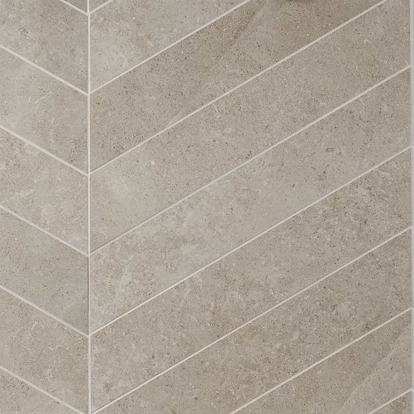 New Rock Tortora Beige 4x21 Chevron Limestone Look Matte Porcelain Tile